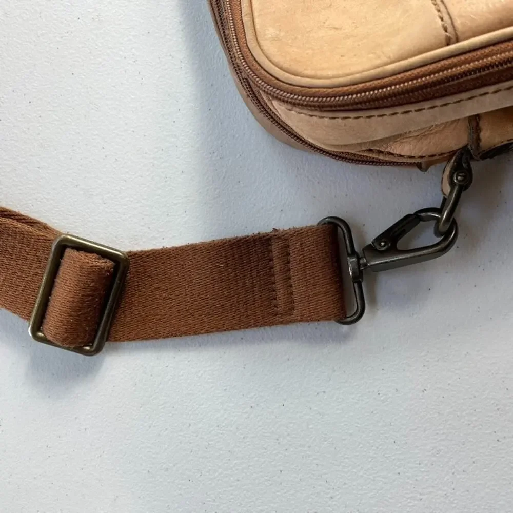 FOSSIL Laptop Bag Brown Leather Satchel Brown Lining Messenger Shoulder Strap